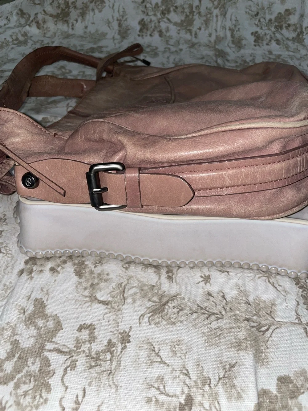 Francesco Biasia Metallic Rose Pink Leather Hobo Bag
